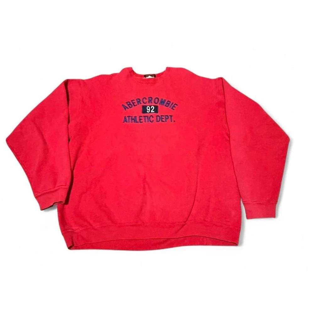 90's Abercrombie & Fitch Athletic Dept 92 Red Crewneck Sweatshirt Mens XXL